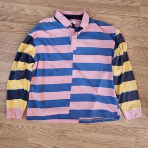 PacSun Pink, Blue, Yellow, Black Striped Rugby Polo